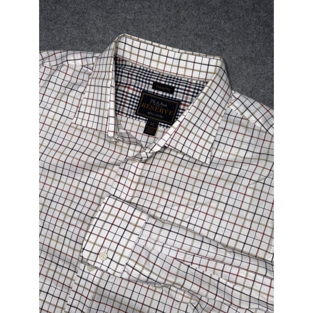 Jos. A. Bank Reserve Dress Shirt Men's XL Traditional Fit Checked Long Sleeve